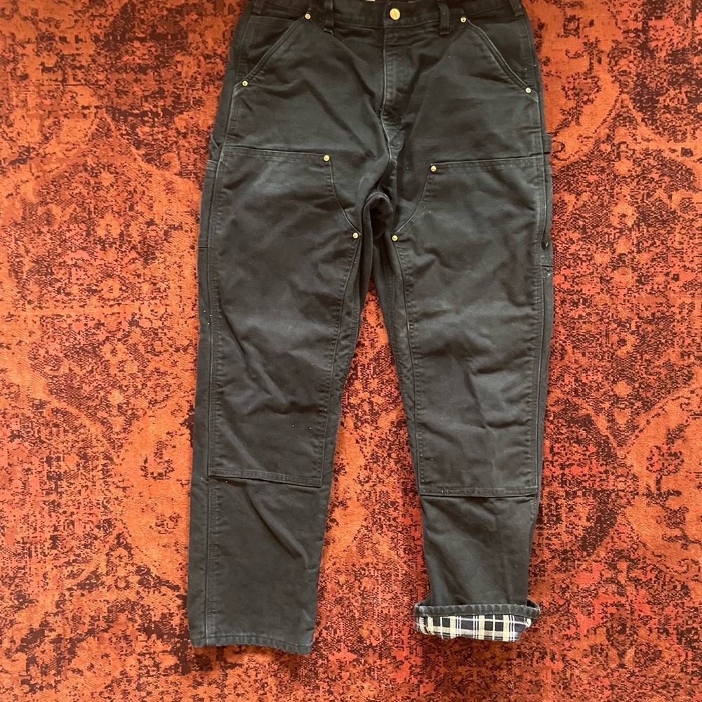 CARHARTT FLANNEL-LINED Double Front Canvas Work Pants